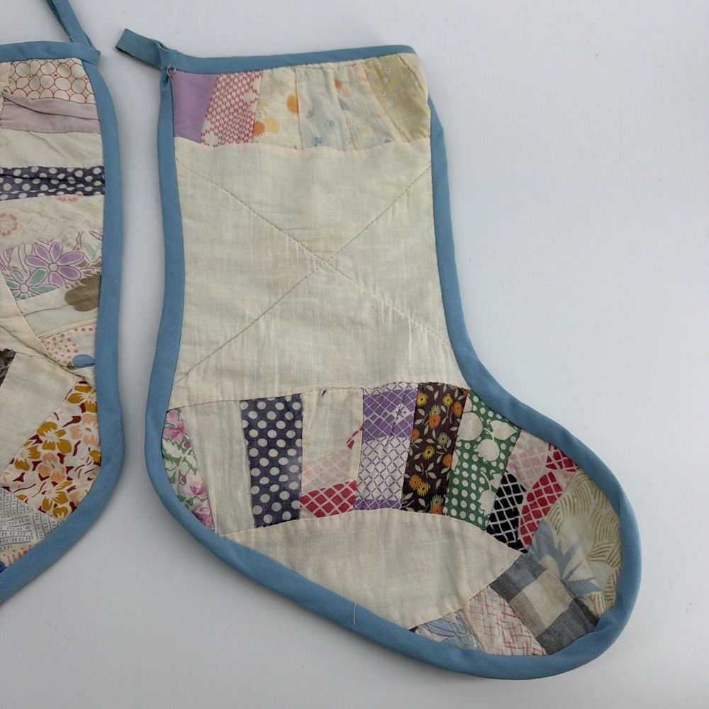 3 Handmade Christmas stocking Quilted Patchwork 13" Country Rustic Cottage Core - Picture 4 of 11